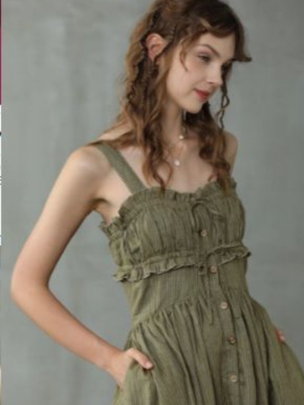 Linennaive Orchids 33 Sleeveless Linen Lace Up Dress